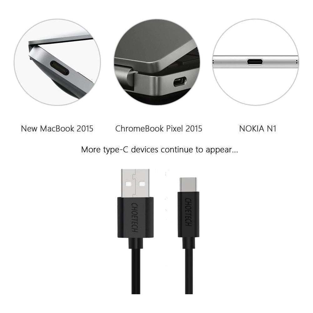 CHOETECH AC0004 USB-A to USB-C Charge &amp; Sync Cable 3M Black