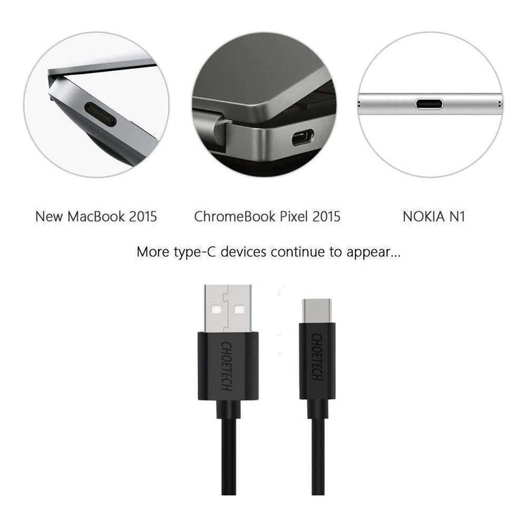 CHOETECH AC0004 USB-A to USB-C Charge &amp; Sync Cable 3M Black