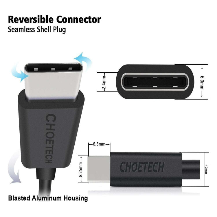 CHOETECH AC0004 USB-A to USB-C Charge &amp; Sync Cable 3M Black