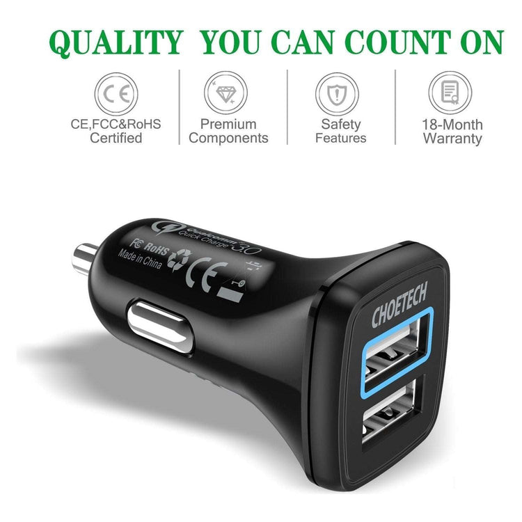 CHOETECH C0051 Quick Charge 3.0 Tech 30W Car Charger