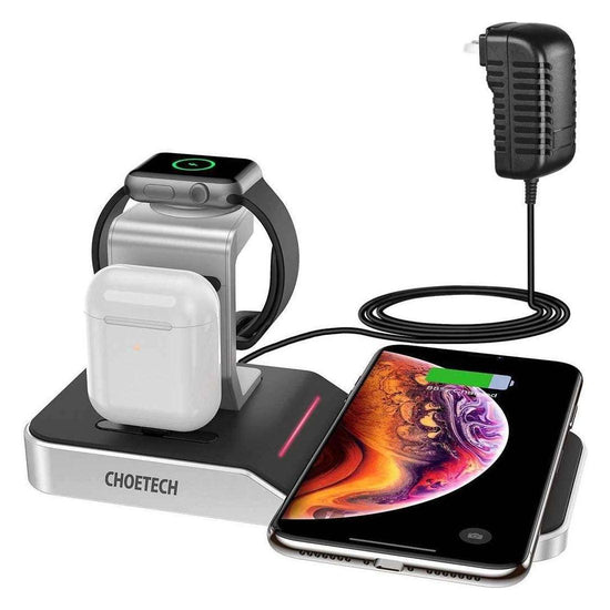 CHOETECH T316 4-in-1 Wireless Charging Station for iPhone/Apple Watch/iPod and all Qi Wireless Cell phones