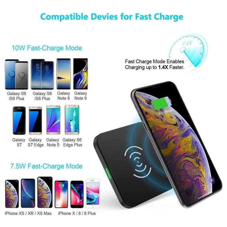 CHOETECH T511S Qi Certified 10W/7.5W Fast Wireless Charger Pad