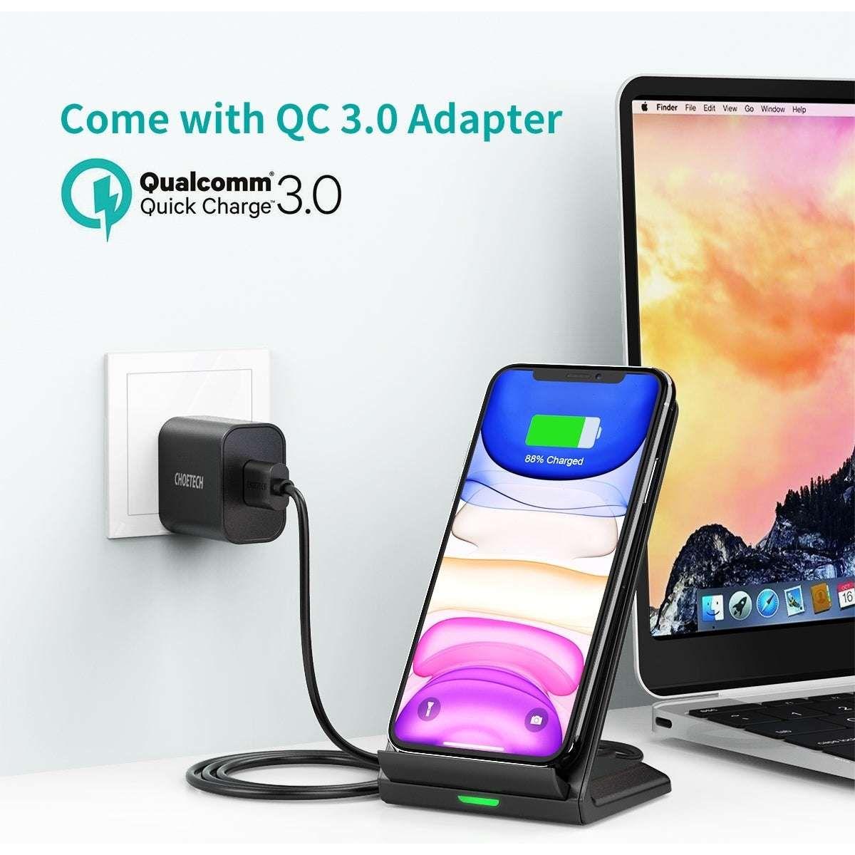 CHOETECH T524S 10W/7.5W Fast Wireless Charging Stand with AC Adapter