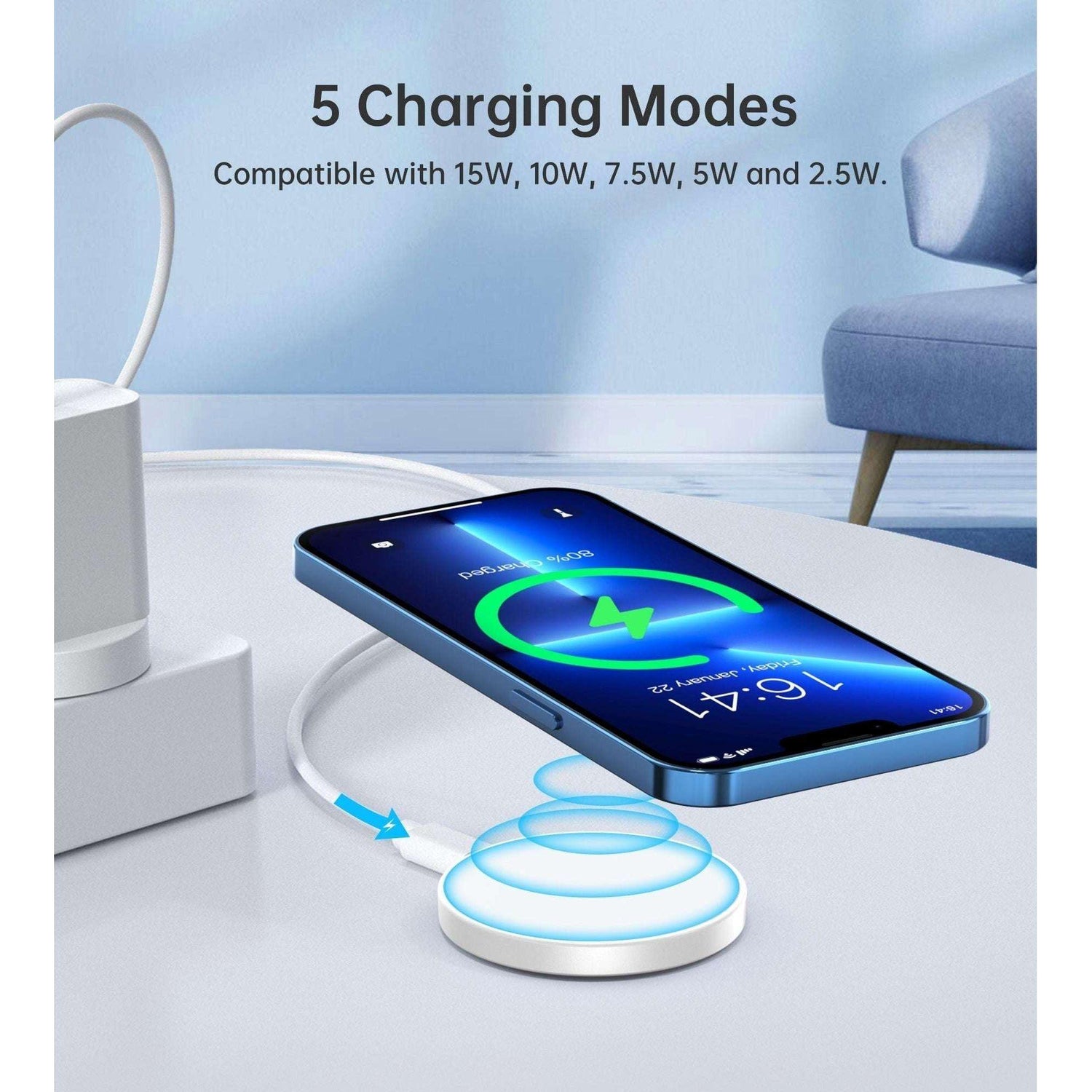 CHOETECH T603-F Ring Holder and Magnetic 15W Wireless Charger for Phone/airPod/iWatch