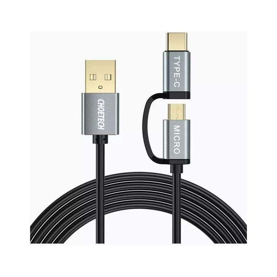 CHOETECH XAC-0012-102BK 2-in-1 USB Type C+Micro USB Cable 1.2m Charge & Sync for Samsung Phones