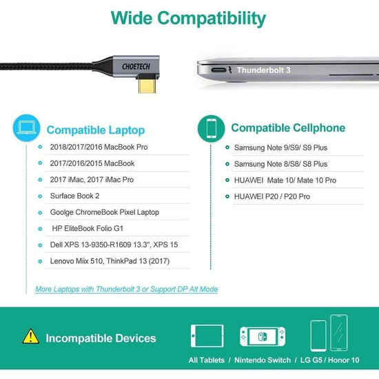 Choetech XCH-1803 USB C to HDMI Braided Cable 4K@60Hz