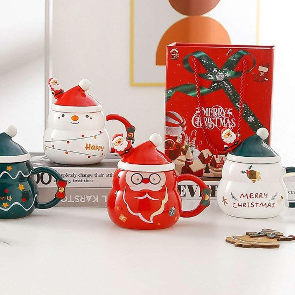 Christmas Cup Gift Box Ceramic Mug Set Mug Gift Set Christmas Coffee Cup(Bell) - Magdasmall