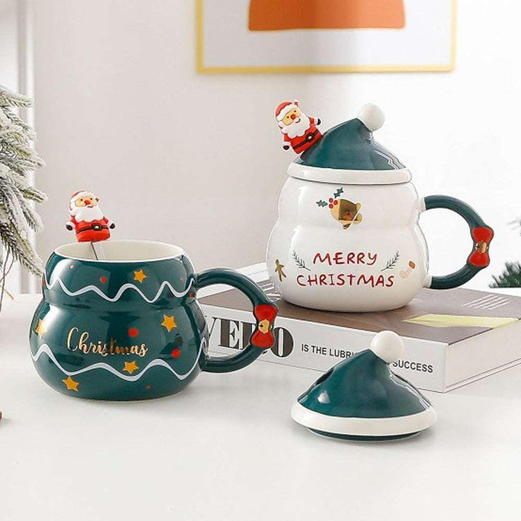 Christmas Cup Gift Box Ceramic Mug Set Mug Gift Set Christmas Coffee Cup(Bell) - Magdasmall