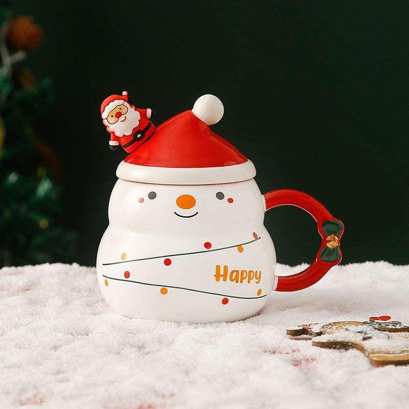 Christmas Cup Gift Box Ceramic Mug Set Mug Gift Set Christmas Coffee Cup(Snowman) - Magdasmall