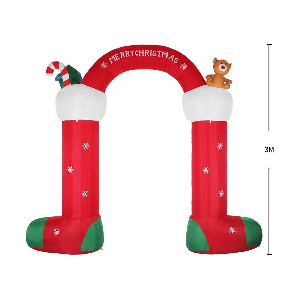 Christmas Inflatable Decor Stocking Arch 3M LED Lights Xmas Party