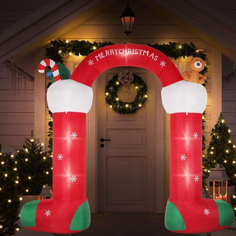 Christmas Inflatable Decor Stocking Arch 3M LED Lights Xmas Party