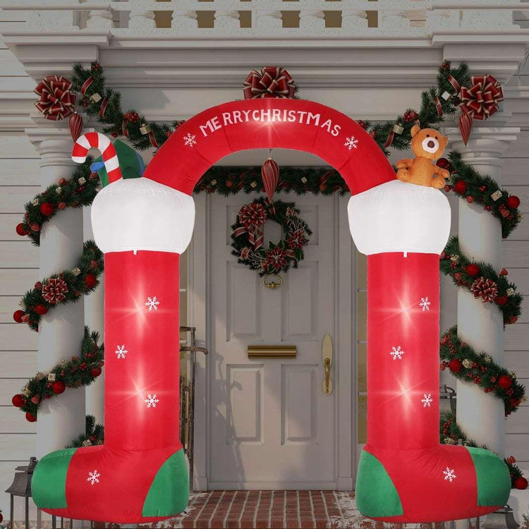 Christmas Inflatable Decor Stocking Arch 3M LED Lights Xmas Party