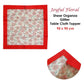 Christmas Red Joyful Floral Sheer Organza Glitter Table Cloth Topper 90 x 90 cm - Magdasmall