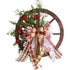 Christmas Red Wooden Wheel Wreath Front Door Hanging Garland Wall Decor(30*30cm) - Magdasmall