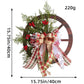 Christmas Red Wooden Wheel Wreath Front Door Hanging Garland Wall Decor(40*40cm)