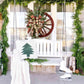 Christmas Red Wooden Wheel Wreath Front Door Hanging Garland Wall Decor(40*40cm) - Magdasmall