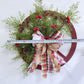 Christmas Red Wooden Wheel Wreath Front Door Hanging Garland Wall Decor(40*40cm) - Magdasmall