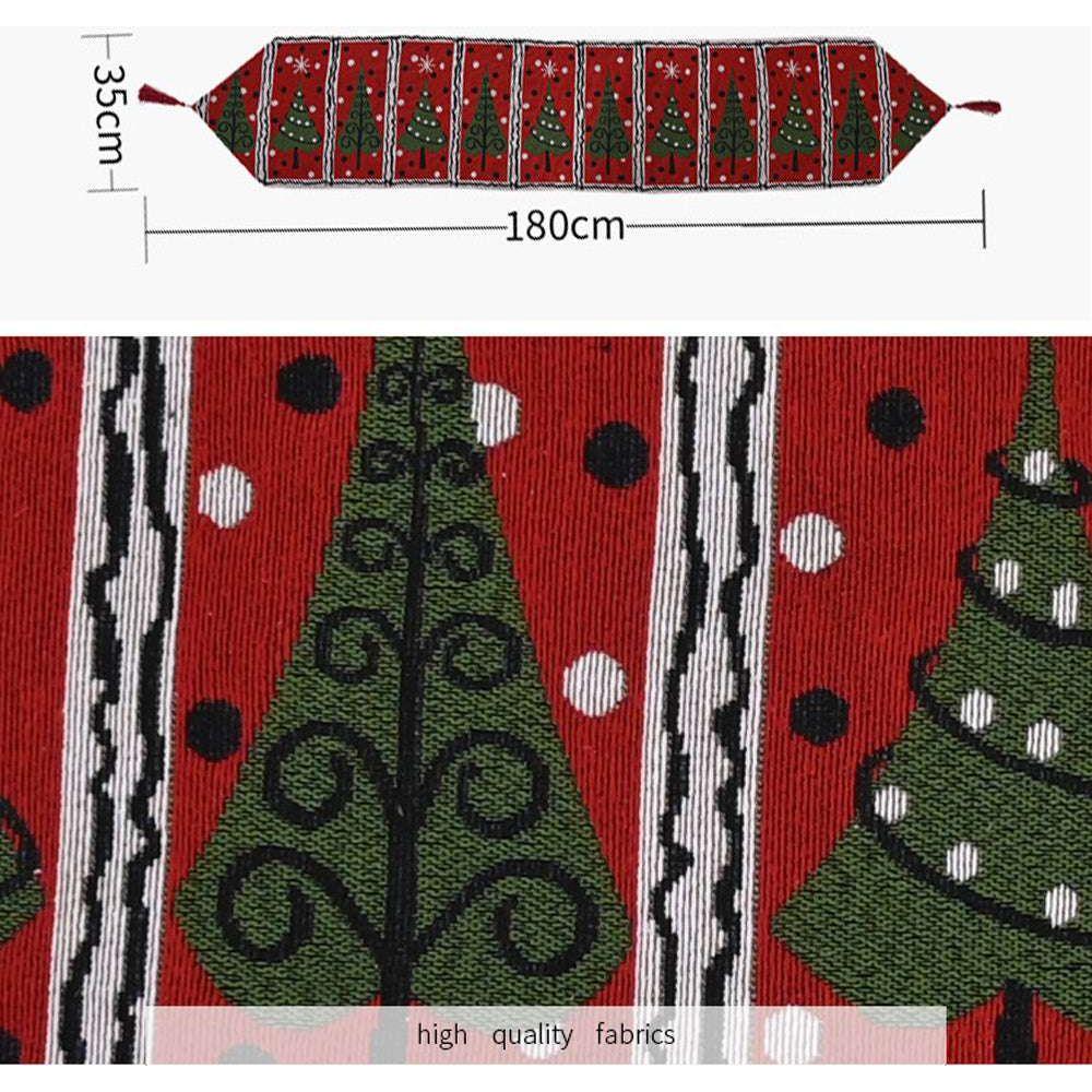 Christmas Table Runner thickened knitted Dining Tablecloth Xmas Party Decor(Elk) - Magdasmall