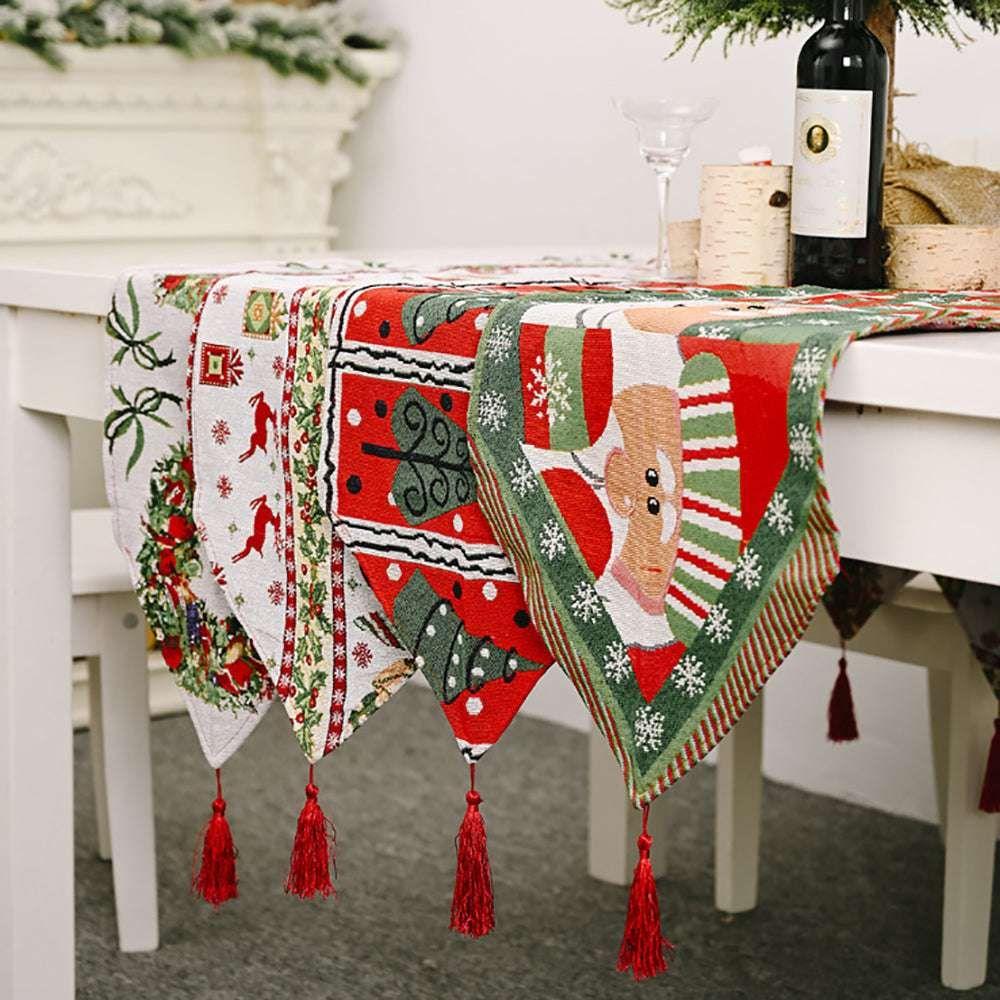 Christmas Table Runner thickened knitted Dining Tablecloth Xmas Party Decor(Garland) - Magdasmall