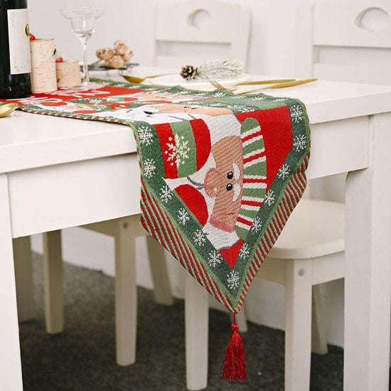 Christmas Table Runner thickened knitted Dining Tablecloth Xmas Party Decor(Santa Claus) - Magdasmall