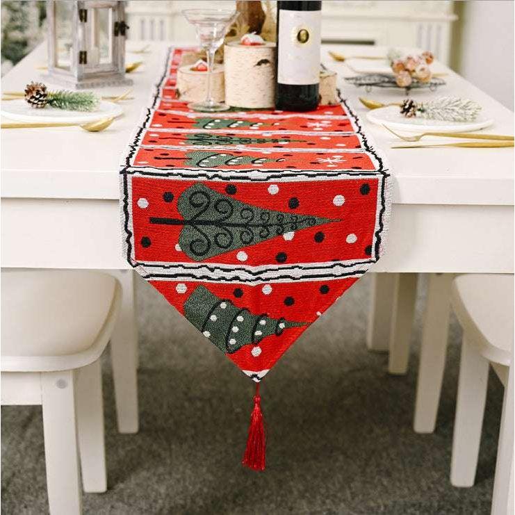 Christmas Table Runner thickened knitted Dining Tablecloth Xmas Party Decor(Tree) - Magdasmall