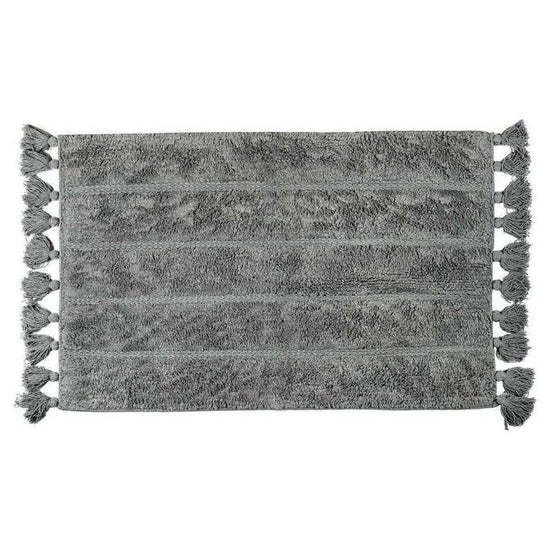 Cotton Fringe Tufted Non-Slip Bathmat Charcoal Grey