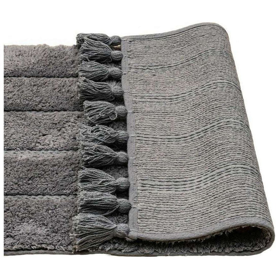 Cotton Fringe Tufted Non-Slip Bathmat Charcoal Grey