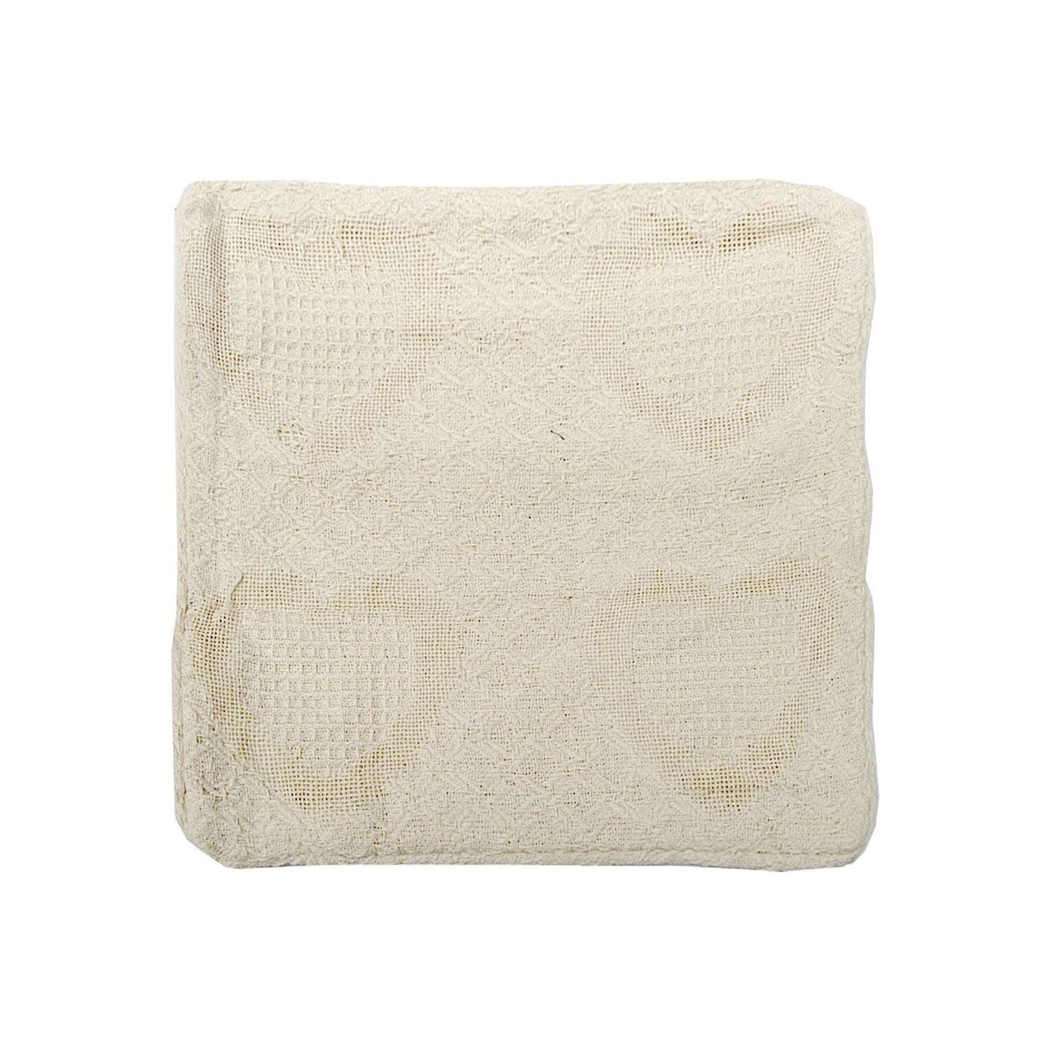 Cotton Knitted Cushion Cover Heart Natural