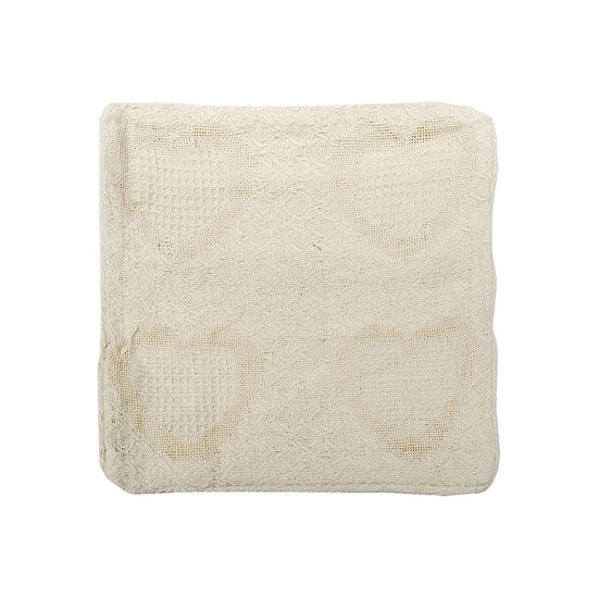 Cotton Knitted Cushion Cover Heart Natural