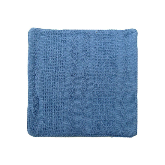 Cotton Knitted Cushion Cover Herringbone Blue