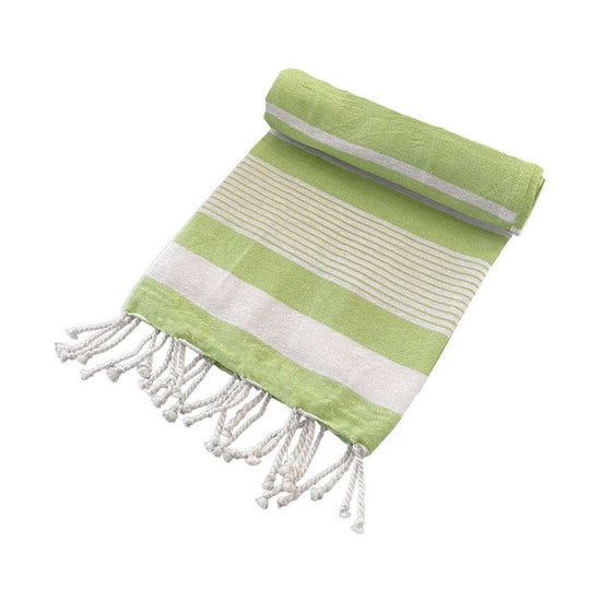 Cotton Rich Large Turkish Beach Towel with Tassels 80cm x 155cm Green - Magdasmall