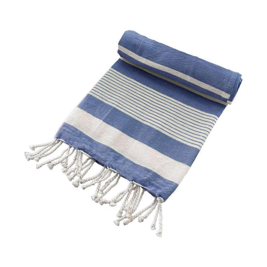 Cotton Rich Large Turkish Beach Towel with Tassels 80cm x 155cm Navy