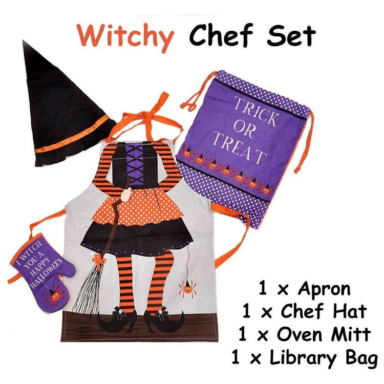 Cubby House Kids Set of 4 Witchy Children Kids Halloween Kitchen Chef Set - Magdasmall