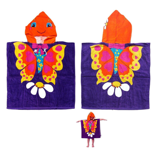 Cute Kids Cotton Hooded Towel Poncho 60 x 120 cm Butterfly