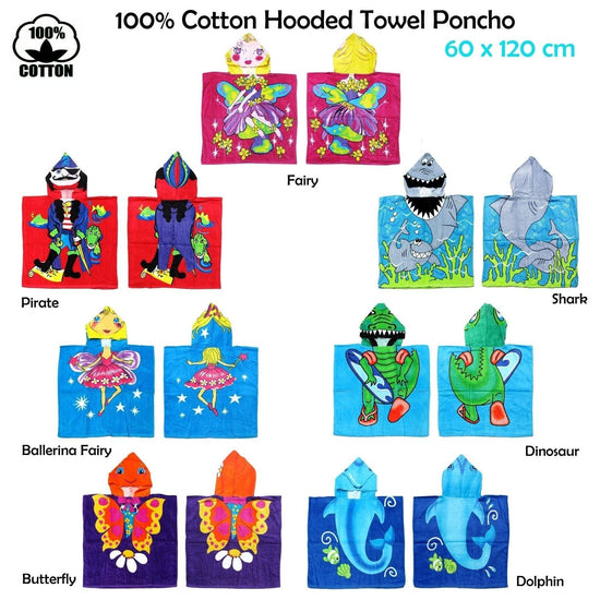 Cute Kids Cotton Hooded Towel Poncho 60 x 120 cm Butterfly