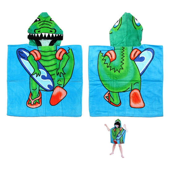Cute Kids Cotton Hooded Towel Poncho 60 x 120 cm Dinosaur