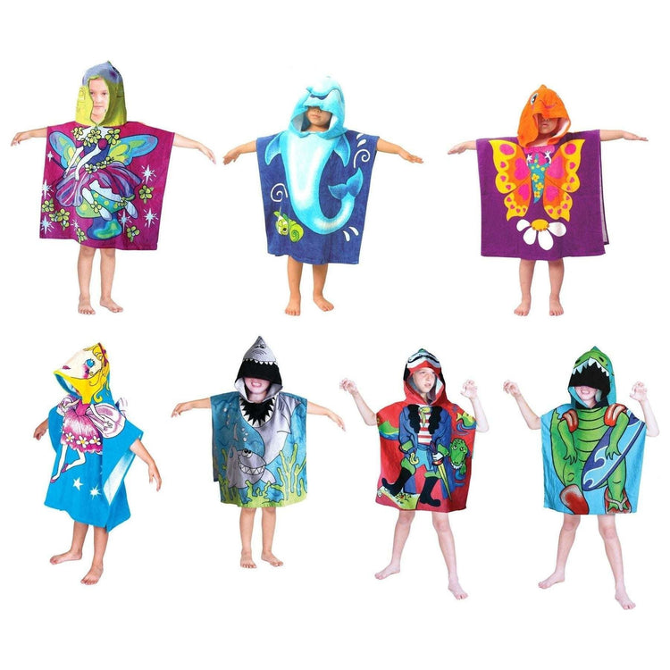 Cute Kids Cotton Hooded Towel Poncho 60 x 120 cm Shark