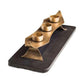 Decorative Black Gold Tea Light Metal Candle Holder Stand with Wooden Base - Magdasmall