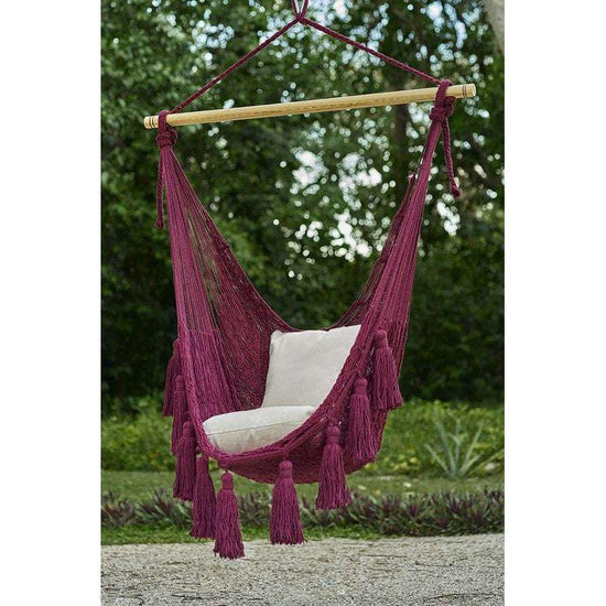 Deluxe Extra Large Mexican Hammock Chair in Outdoor Cotton Colour Maroon - Magdasmall