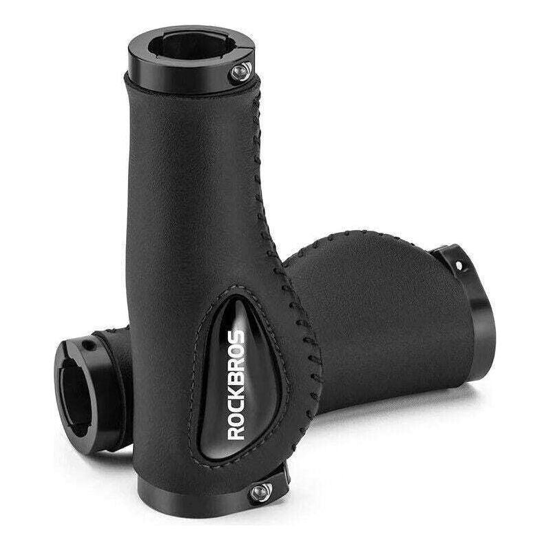 Deluxe Hand Grips Shock Absorbing Rockbros MTB Mountain Bike Tourer Double Lock BLACK Handlebar Grips Anti-skid 2.22cm