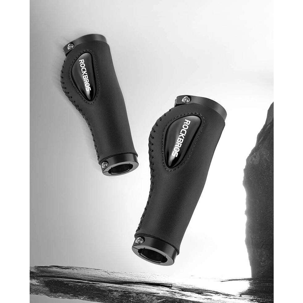 Deluxe Hand Grips Shock Absorbing Rockbros MTB Mountain Bike Tourer Double Lock BLACK Handlebar Grips Anti-skid 2.22cm