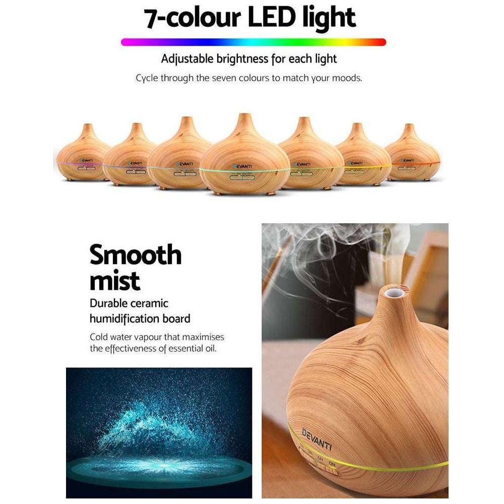 Devanti 300ml 4 in 1 Aroma Diffuser - Light Wood