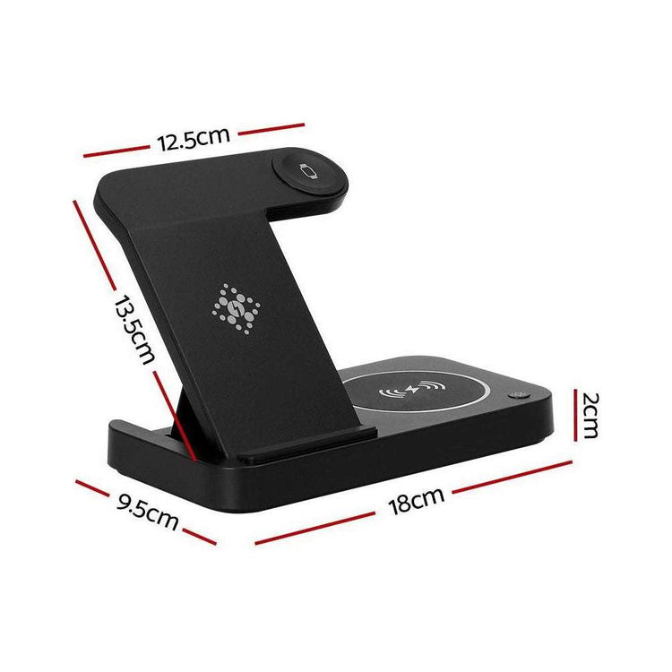 Devanti 4-in-1 Wireless Charger Station Fast Charging for Phone Black