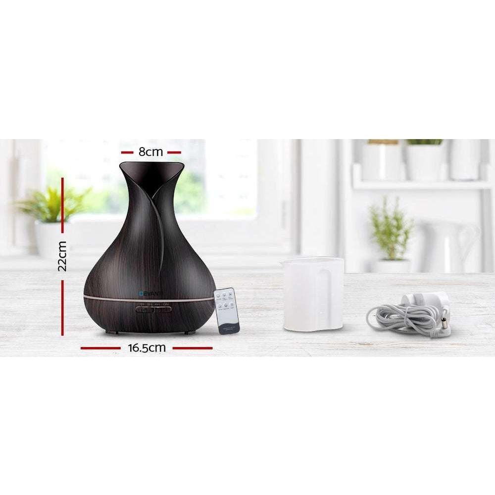 Devanti 400ml 4 in 1 Aroma Diffuser with remote control- Dark Wood - Magdasmall