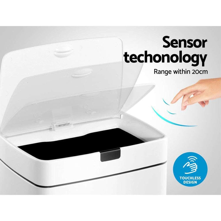 Devanti 45L Sensor Bin White - Magdasmall