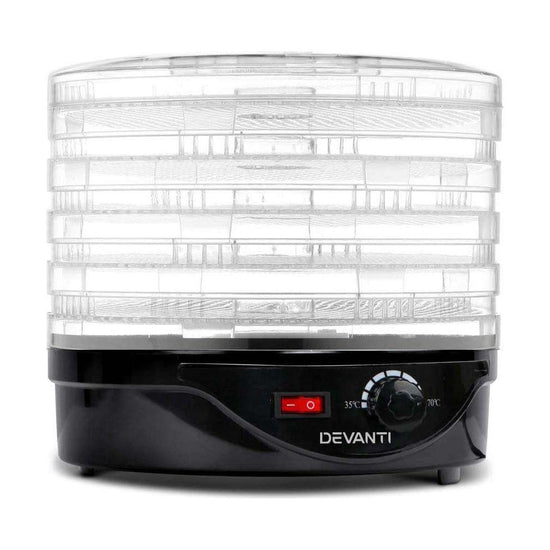 Devanti 5 Trays Food Dehydrator Fruit Dehydrators Pet Beef Jerky Dryer Black