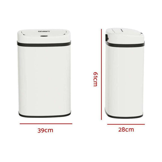 Devanti 50L Sensor Bin Motion Rubbish Automatic White