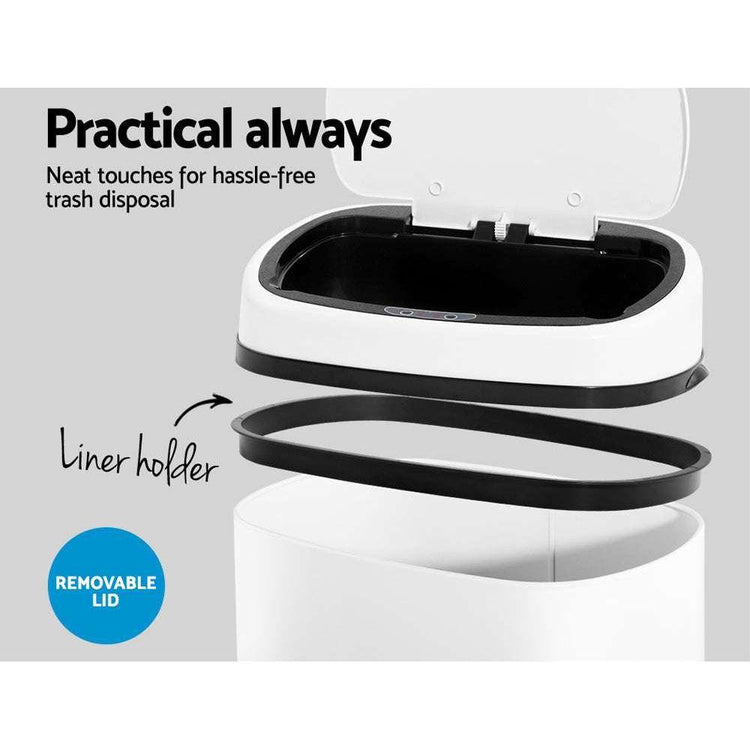 Devanti 58L Sensor Bin White - Magdasmall