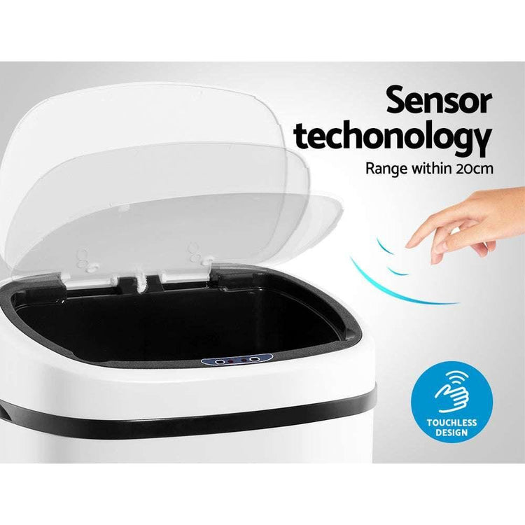 Devanti 58L Sensor Bin White - Magdasmall