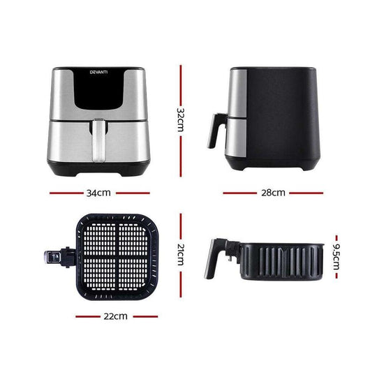 Devanti Air Fryer 7L LCD Fryers Stainless Steel